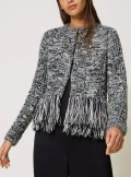 TWINSET Milano WOOL BLEND MANDARIN COLLAR JACKET WITH FRINGES - 232TP3060 - Tadolini Abbigliamento