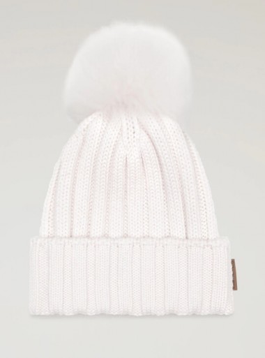 Woolrich WOOL BEANIE WITH CASHMERE POM-POM - CFWWAC0136FRUF0663 - Tadolini Abbigliamento