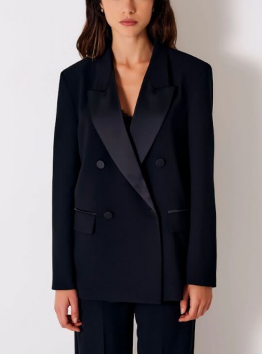 Vicolo DOUBLE-BREASTED BLAZER WITH SATIN DETAILS - TR1103 - Tadolini Abbigliamento