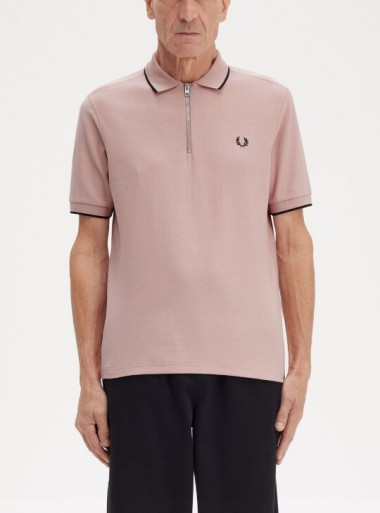 Fred Perry Crepe piqué zip neck polo shirt - M7729 - Tadolini Abbigliamento