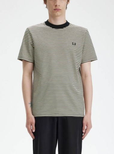 Fred Perry Fine stripe heavyweight T-Shirt - M6581 V54 - Tadolini Abbigliamento